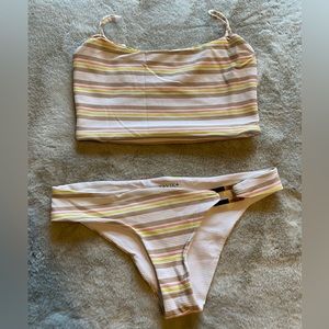 Tavik Striped Cropped Bikini Set